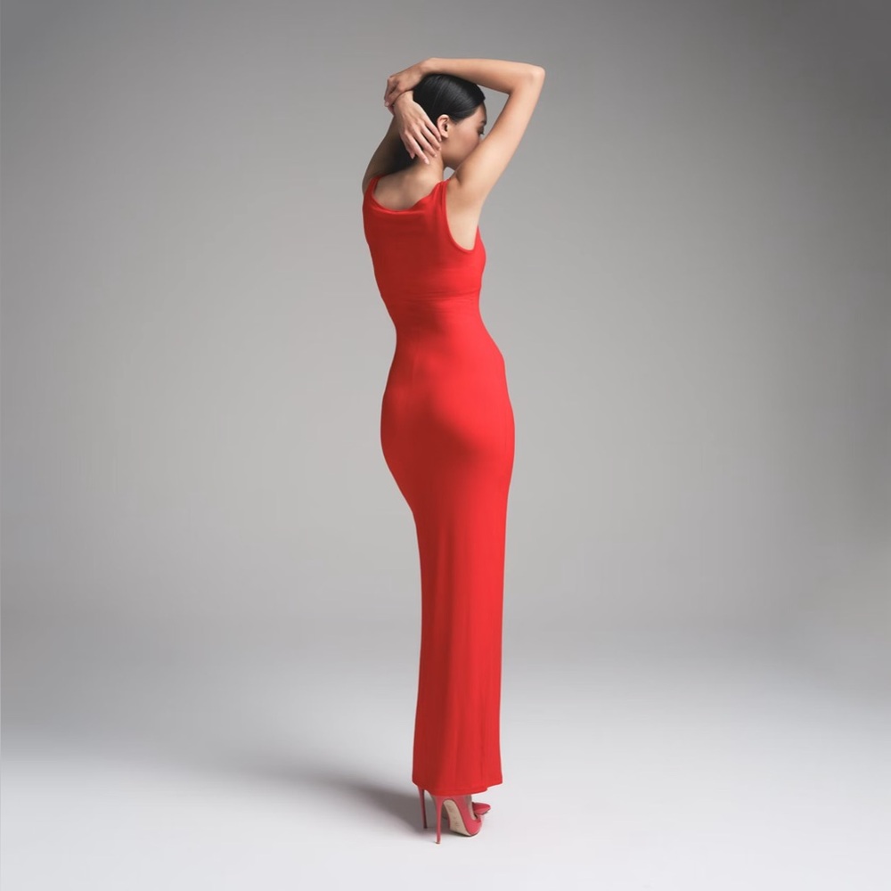 SKIMS Soft Lounge Lace Long Dress With Bralette | Cherry | Size L - Picture 2 of 10